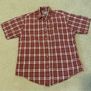 Carhartt Button Down Short Sleeve Shirt Red Plaid Men’s L Workwear 100% Cotton